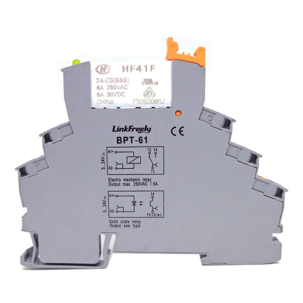 10 stk ark relé bpt -61 hf41f-24- zs  hf41f-12- zs  hf41f-5-zs 6a 1co hf41f 5v 12v 24v oblat relé og opprinnelig: Bpt -61 hf41f 24 vdc