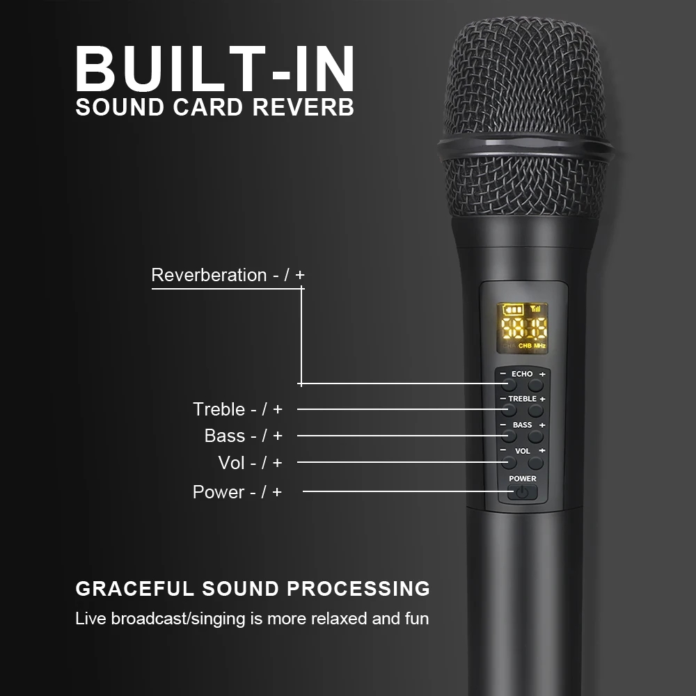 Wireless Microphone G-MARK X333 Recording Karaoke Dynamic Echo Mic Lithium Battery For Party Church Show Square Meeting