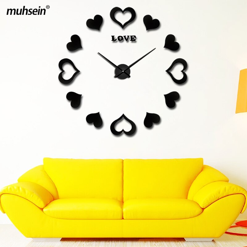 Muhsein-Reloj de pared Con Corazón Dorado, reloj – Grandado