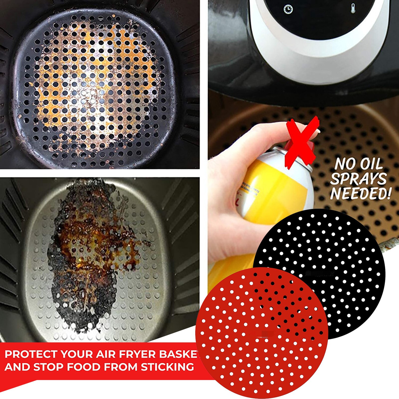 Herbruikbare Lucht Friteuse Liners Stok Silicone Air Friteuse Mand Matten Accessoires Oven Mat Hittebestendige En Non Stick Barbecue Tool