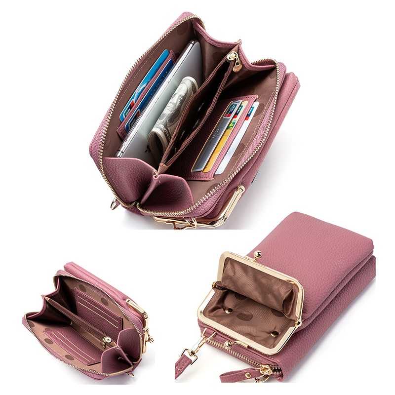 Phone Bag PU Leather Large Capacity Travel Portable Shoulder Bag Brand Ladies Crossbody Bag Messenger Bag