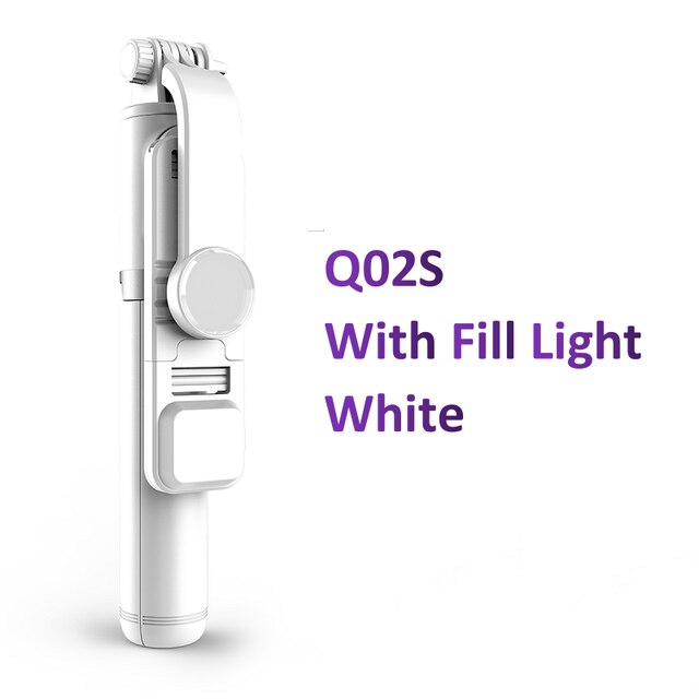 Palo de Selfie con luz Led, anillo de trípode para teléfono móvil iPhone, soporte para celular, Bluetooth, monopié telescópico: Sty A White With LED