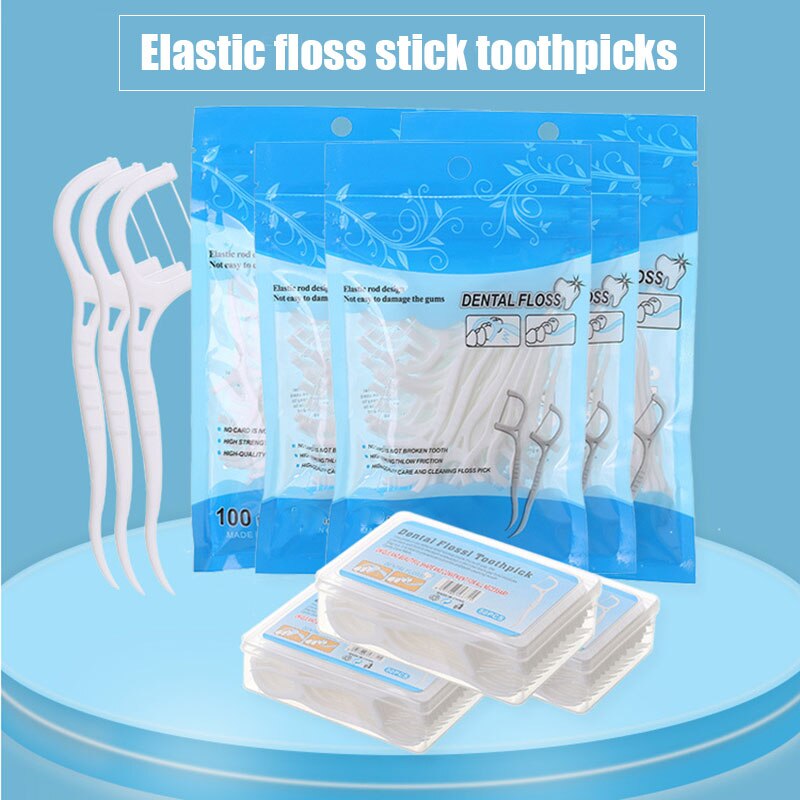 50/100Pcs Dental Floss Interdentale Borstel Tanden Stick Tandenstokers Tand Draad Floss Voor Oral Care Beauty Tools HG99