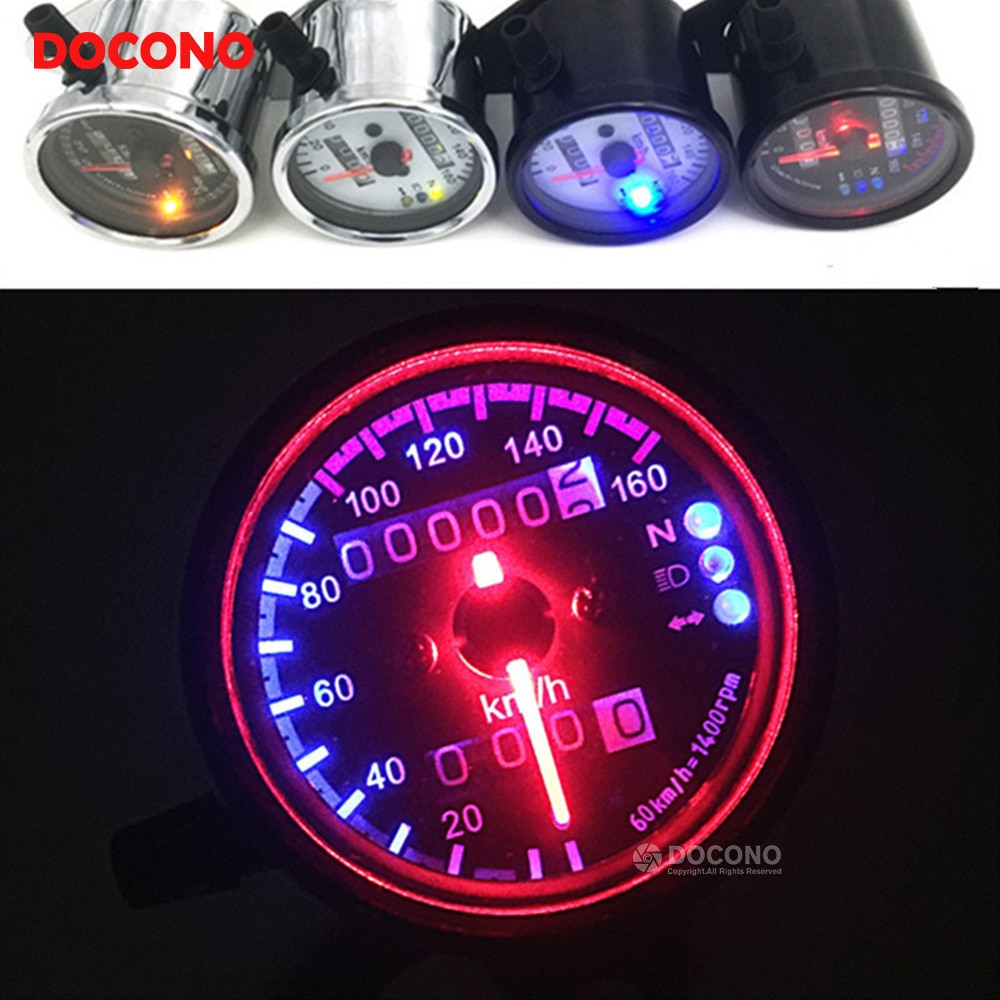 Universele Motorfiets Snelheidsmeter Kilometerteller 12V Motorfiets Dual Speed Meter Met Led Indicator Snelheidsmeter Motorfiets