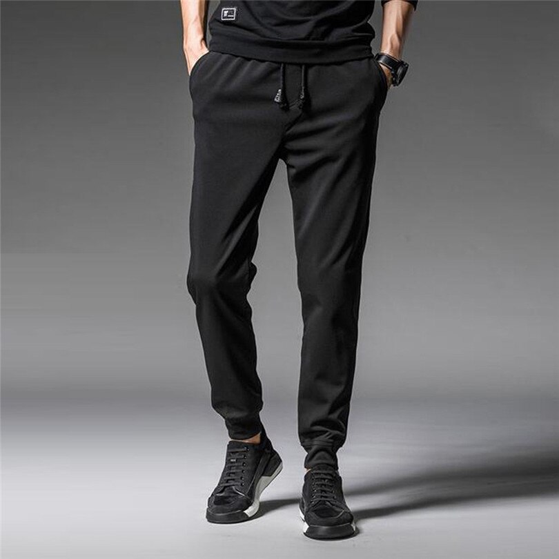 Mens pants Summer Solid Drawstring Pocket Sports Trousers Casual Beam Feet Pants jogging Casual Sport Pants #4ma6