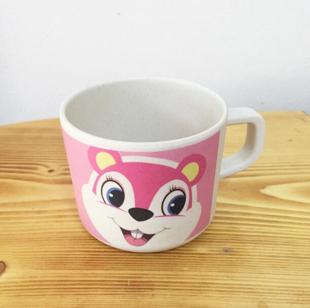 Babymuggar bambu djur söta babydrinkware med handtag natursäkert material barndrinkware: 1