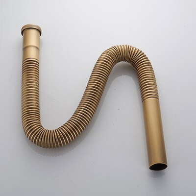 37-77cm Kitchen Sewer Pipe Flexible Bathroom Sink Drains Downcomer Wash Basin Electroplated Plumbing Hose Pipe Tube XSG-123: Antique