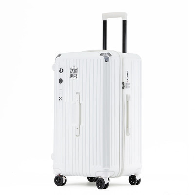 Extra Grote Reiskoffer Met Ritssluiting Trekstang Koffer, Universele Wielen, Vrouwelijke En Mannelijke Studenten, Ultralichte Uitgangspas: WHITE / 16"