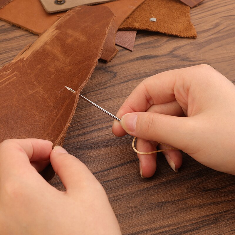 Leather Sewing Working Kit Hand Sewing Needles Waxed Thread With Yarn Thread Scissor For DIY Leathercraf Tools