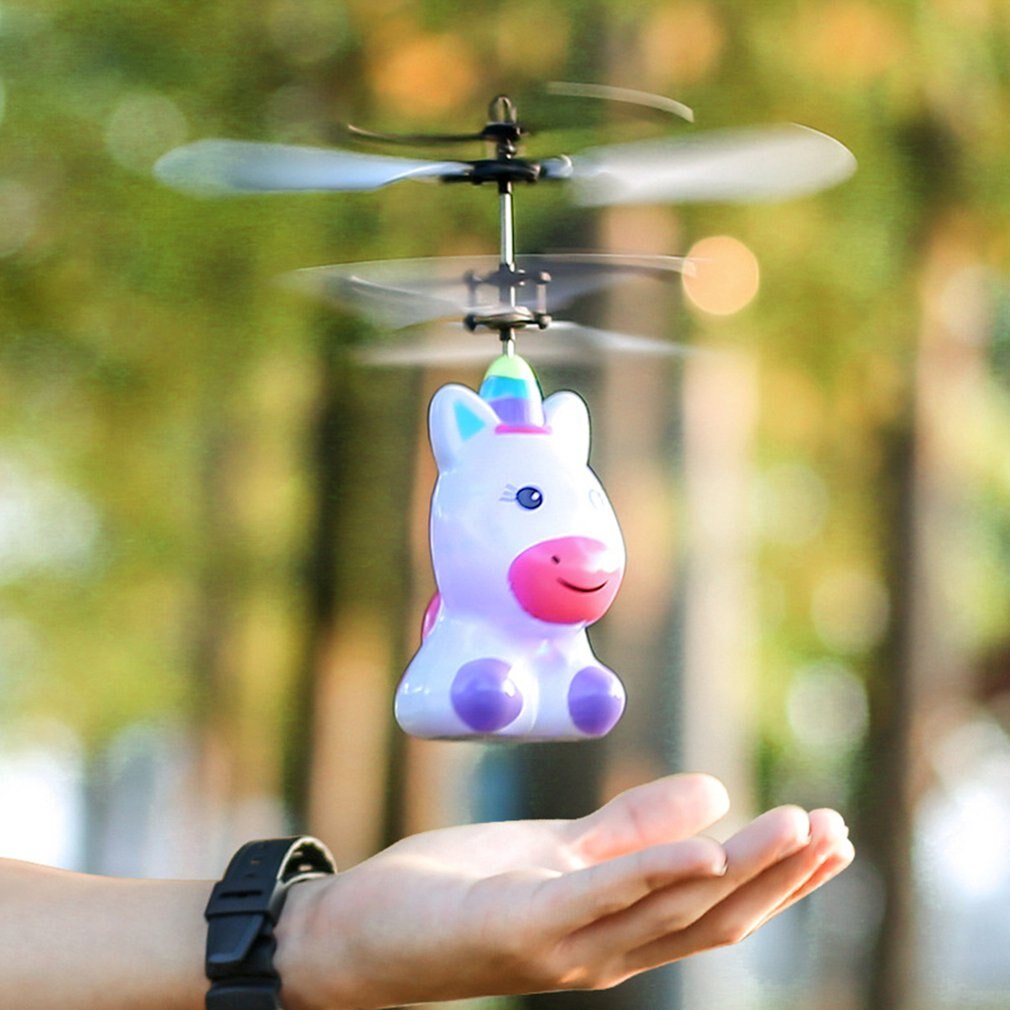 Robot suspension induktion fly børns suspension legetøj belysning legetøj helikopter flyvende legetøj genopladelig drone: Enhjørning