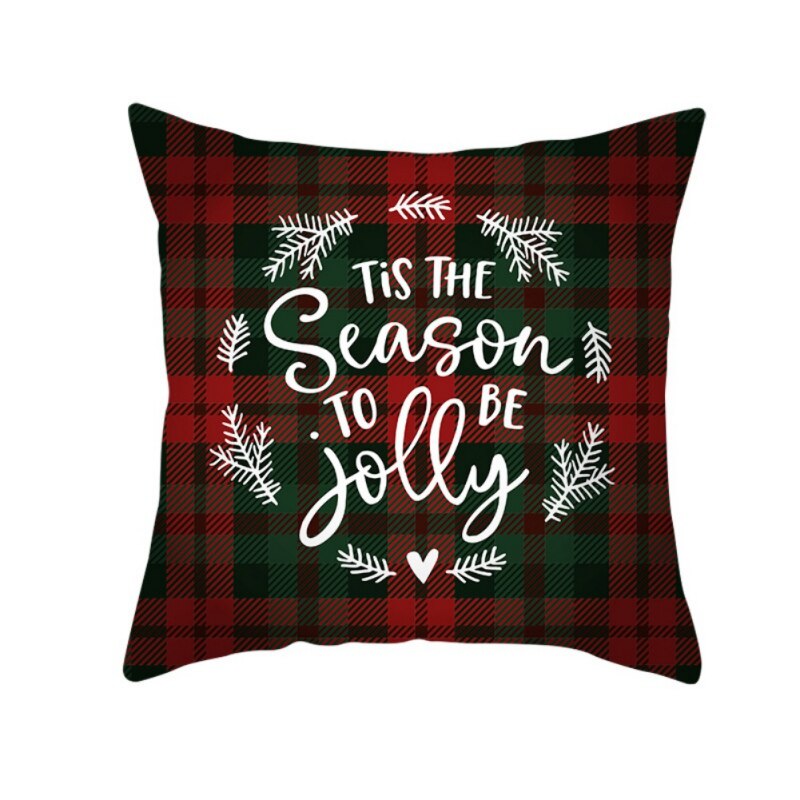 17.7in Double face décoratif thème de noël à carreaux jeter taie d'oreiller rouge vert noir Plaid taie d'oreiller pour la maison: 6
