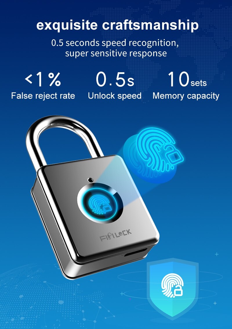 Smart Lock Keyless Fingerprint Lock Anti-Theft Security Padlock Door Luggage Case Bag Lock cerradura inteligente