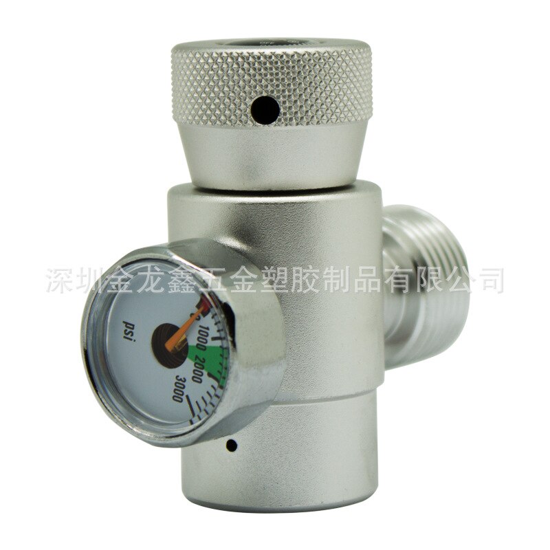Drankautomaat Kleine Stalen Fles Quick Connector, Externe W21.8-14 Inflatie Connector Met 3000psi Manometer: Default Title