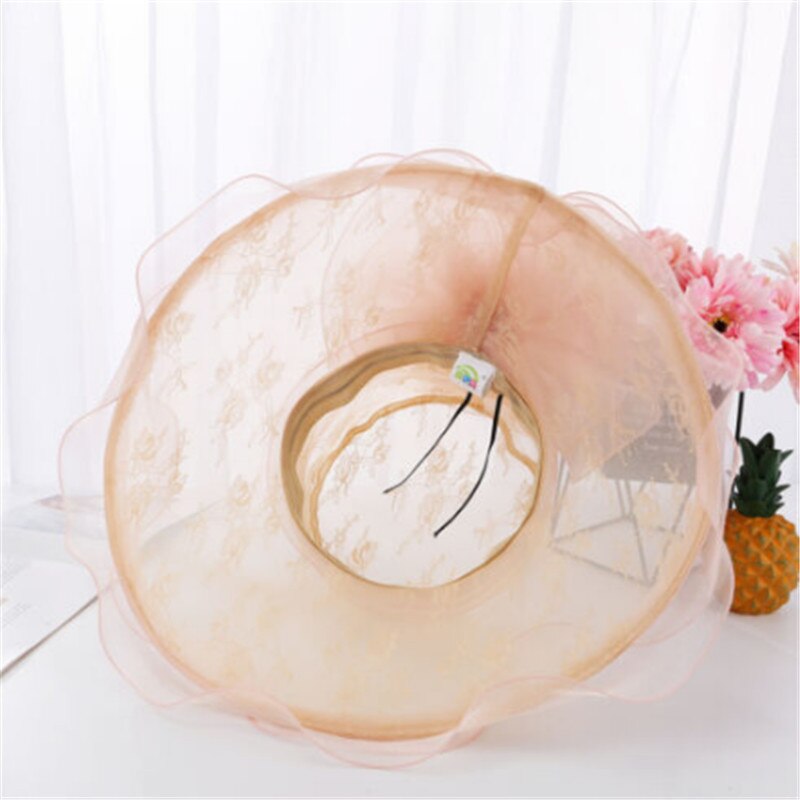 verano elegantes sombreros de playa para mujeres de ala ancha de encaje Floppy sombrero señora té gorras mujer playa UV sol gorros señora sombrero al aire libre