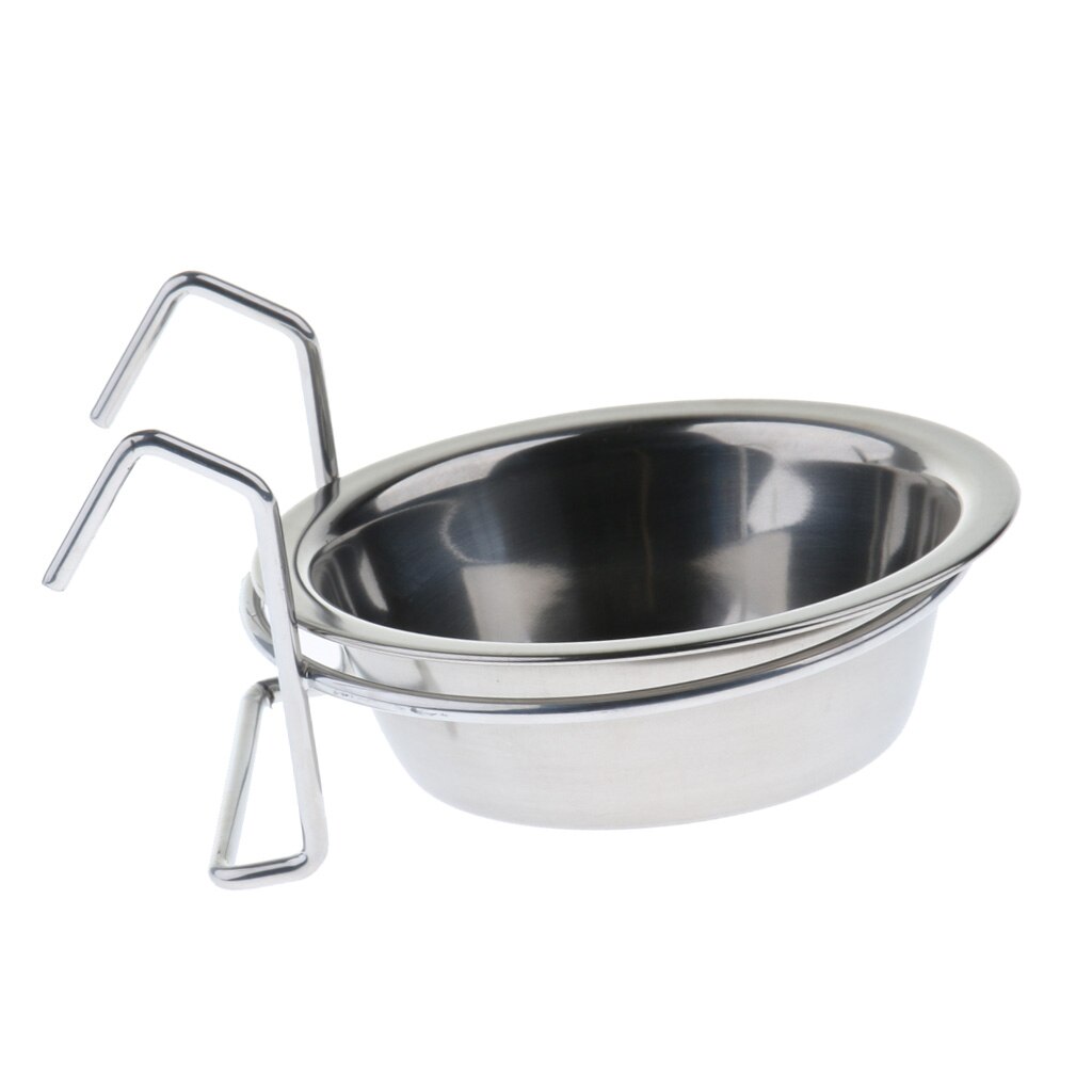 Stainless Steel Pet Bird Cage Food Water Bowl Parrot Coop er Cup,