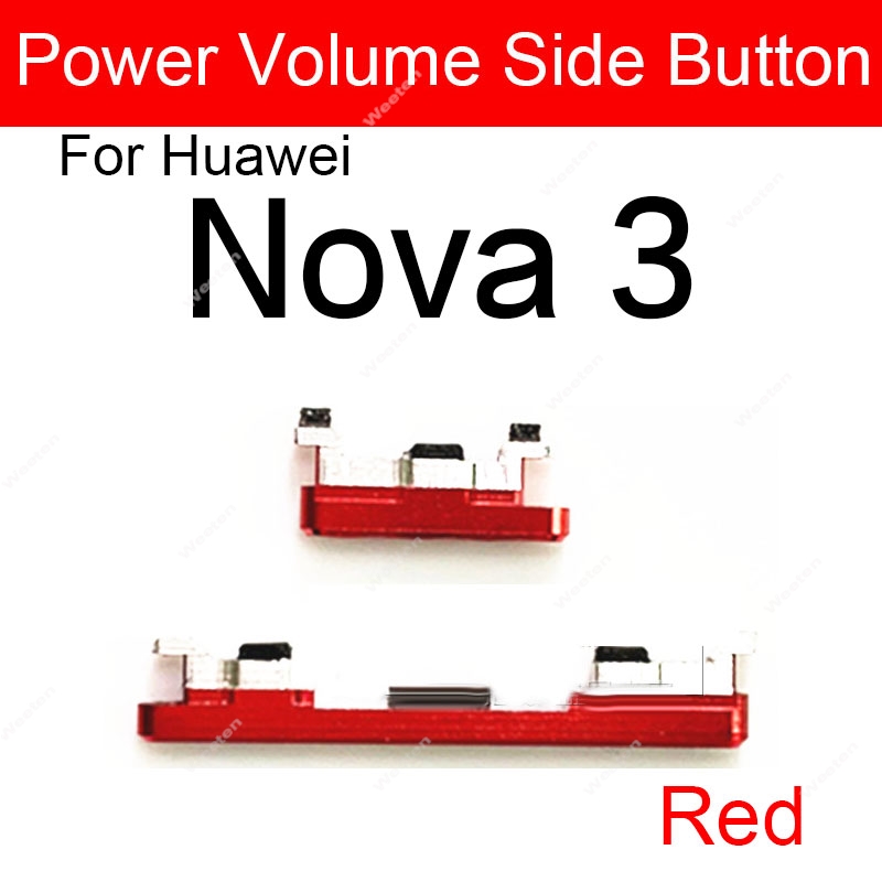 Botones de volumen de encendido y apagado lateral para Huawei Nova 3, 4, 3i, 3e, 4e, subir y bajar volumen, Nova 3, 4, teclas laterales de alimentación, piezas de repuesto: Oro