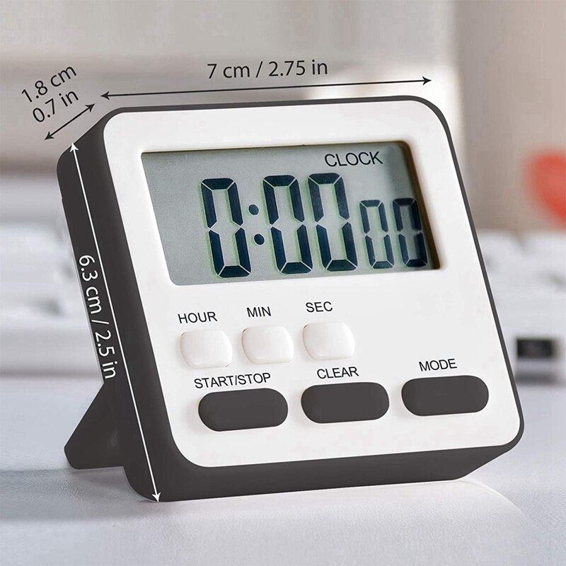 24-Hours Digital Kitchen Timer, Large Display, Loud Alarm, Magnetic Backing Stand Memory Recall Function Count-Up
