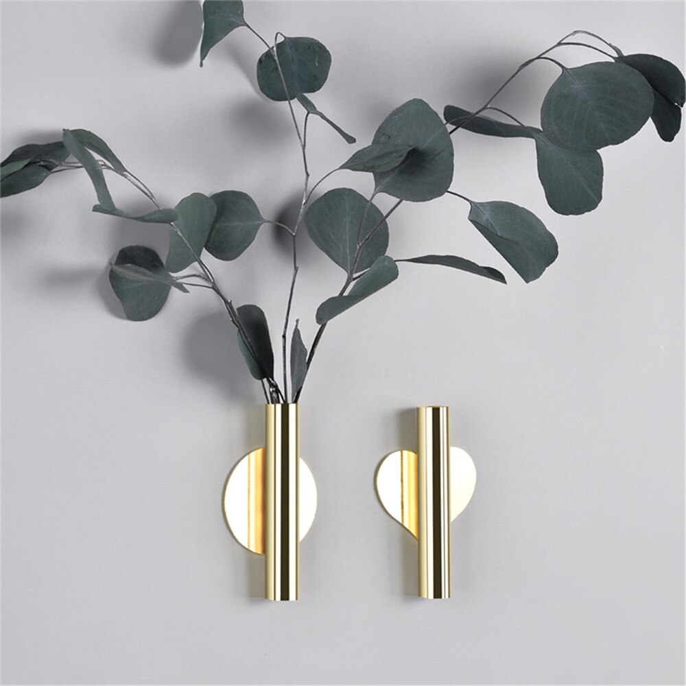Jarrón para colgar en la pared de acero inoxidable, soporte para pared, maceta, florero de pared de salón, decoración para el hogar, boda, 1 unidad