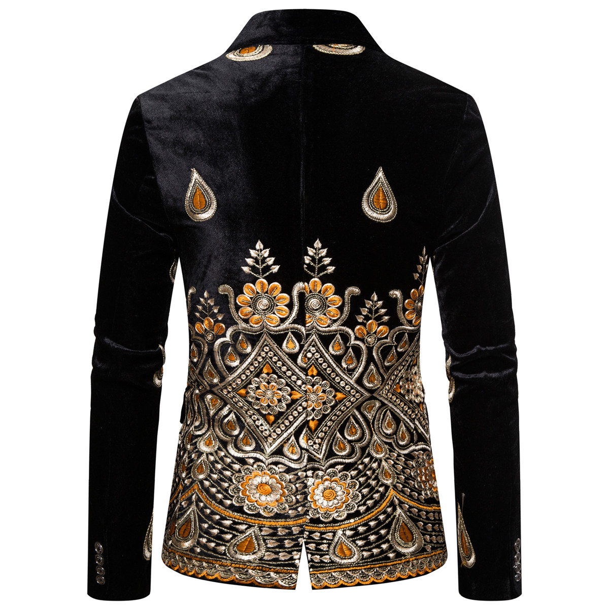 Männer Samt Gold Gewinde Bestickt Blazer männer Paisley Blume Jacke Anzug Bühne Jacke Elegante Hochzeit herren Anzug jacke