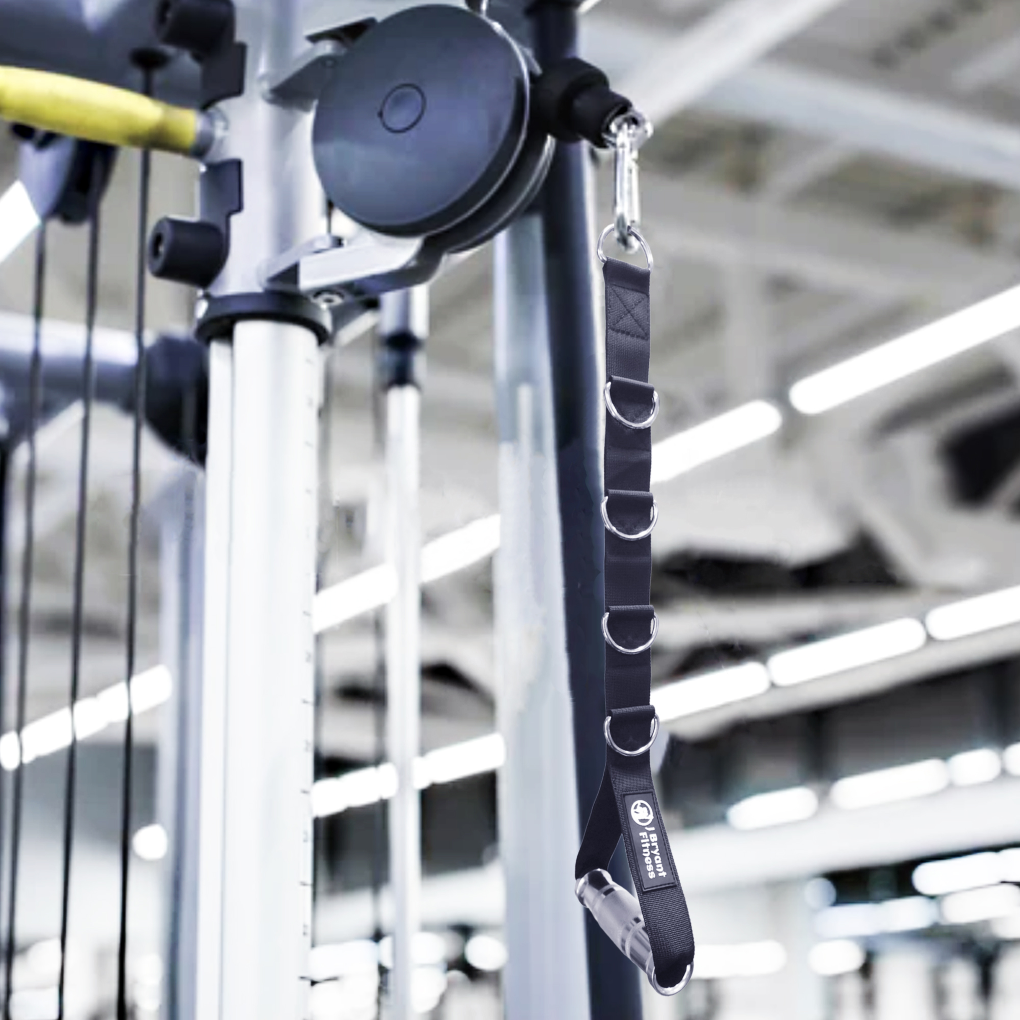 Fitness Adjustable Metal Gym Handle with 5 D-Rings Anti-slip Grip for Home Cable Machine Lifting Pulling Workout Stirrup Handle