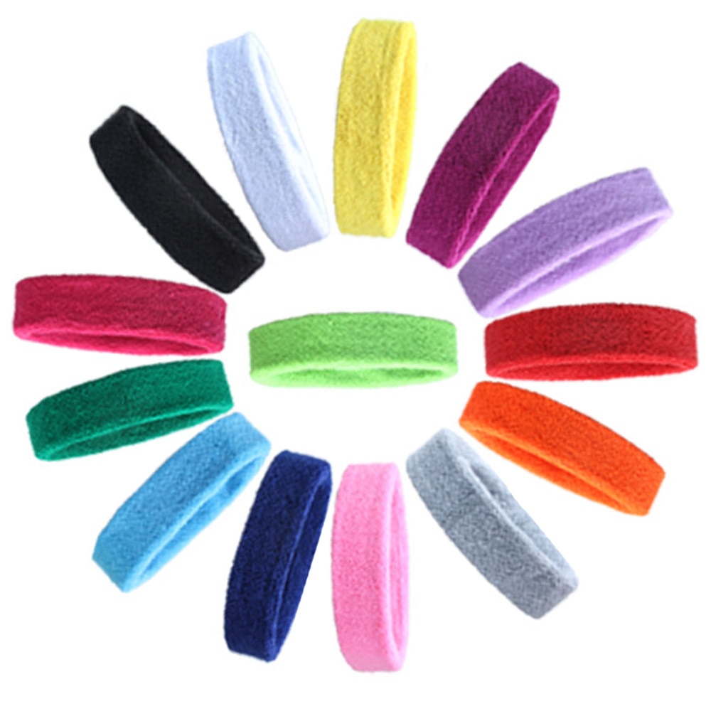 Anti-slip Elastic Sweatband HairBand Sport Headband Head Sweat Band Run Football Tennis Headscarf 14 Colors for Choice