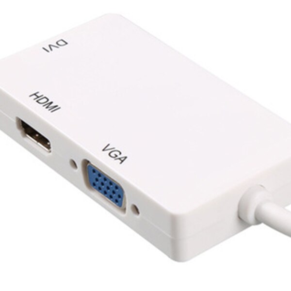 Mini dp til hdmi dvi vga adapter 3 in 1 hub mini displayport 1080p video adapter konverter til imac apple pro air (hvid)