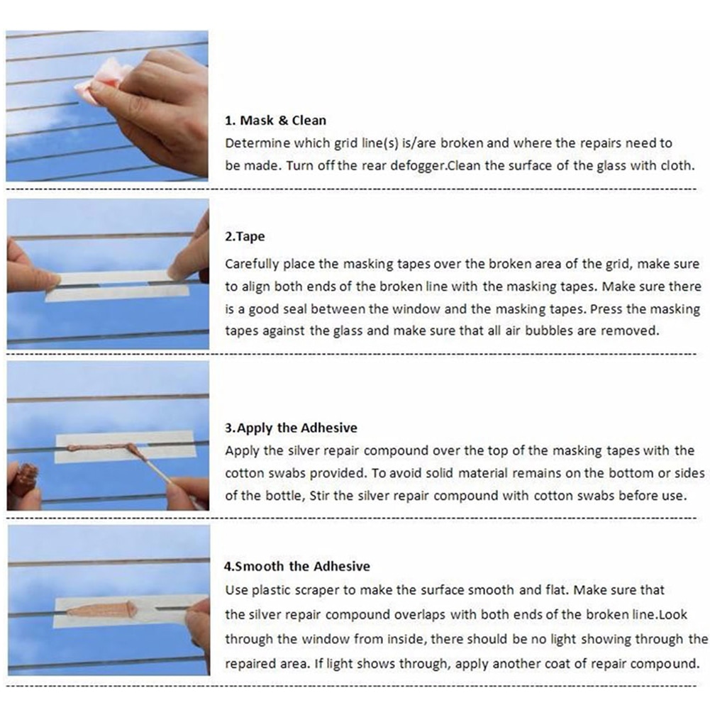 Car Rear Window Defogger Repair Kit Quick Repair Scratched Broken Defroster Heater Grid Lines Fix Broken Defogger Grid Lines