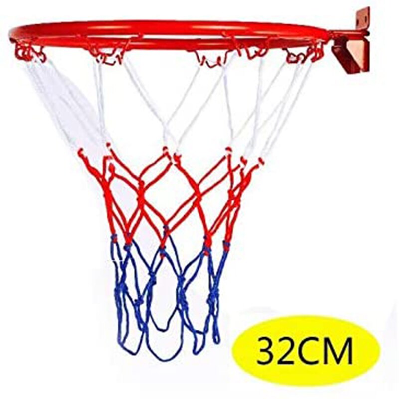 32cm veggmontert basketballkurv netting metallkant hengende kurv kurv-ball veggkant med skruer innendørs utendørs sport
