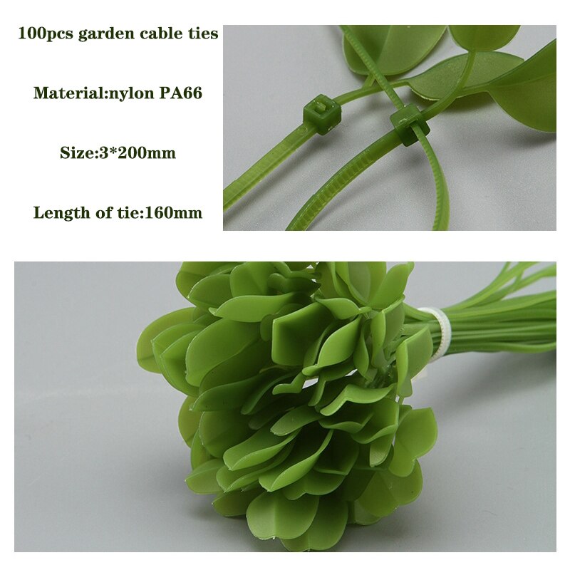 100pcs Adjustable Cable Ties With Leaves Shape Plastic Plant Potting Reusable Greenhouse Grow Kits Garden Tree Climbing Support
