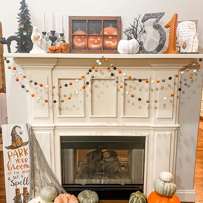 Bolas de lana de 2M, decoraciones de dormitorio hechas a mano, decoración de pared de Halloween, adorno para fiestas de Navidad, colgante, guirnalda de pompones