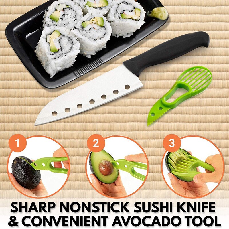 DIY Sushi Making Kit Roll Maker Sticks Rice Mold Kitchen Meat Tools Japanese Goods Set Bento Accessories Cooked Gadgets Nori