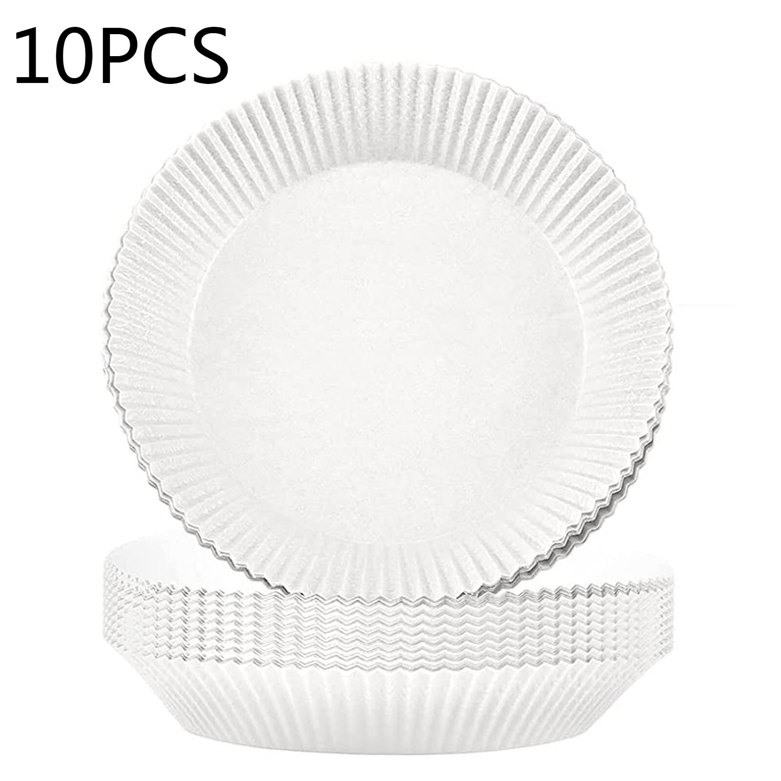 100/50pcs 16cm Friteuse à Air Jetable Papier Doublure Antiadhésive Tapis Parchemin Pâte De Bois Vapeur Rond Papier Doublure: White 10PCS