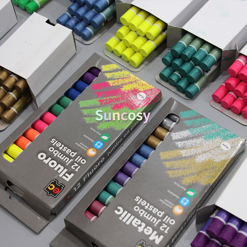 Metallic fluorescent oil painting stick monochrome pastel sticker,bright pearlescent texture painting dazzling bright color