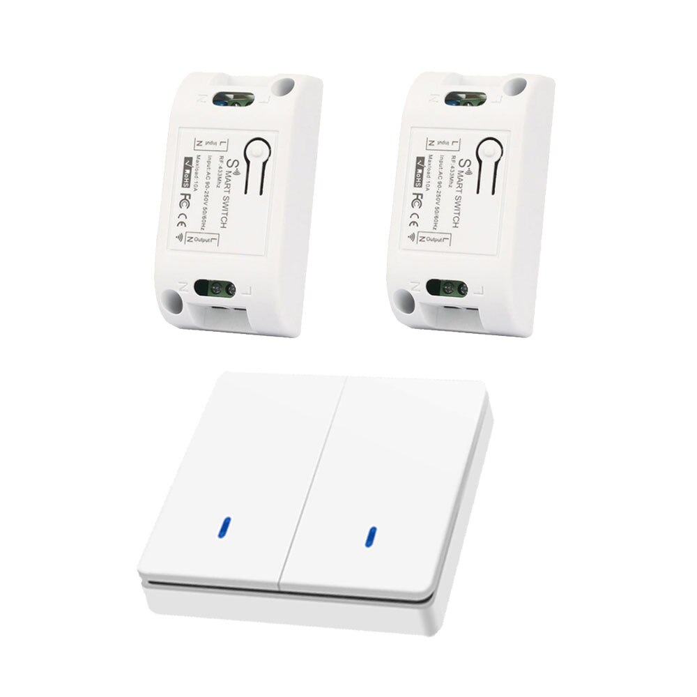 Wofea 433 mhz trådløs vægafbryder til lyslampe  rf 86 vægpanelsender sikkerhedsafbryder &amp;  ac 110v 220v relæafbryder: 2 gang 1 switch