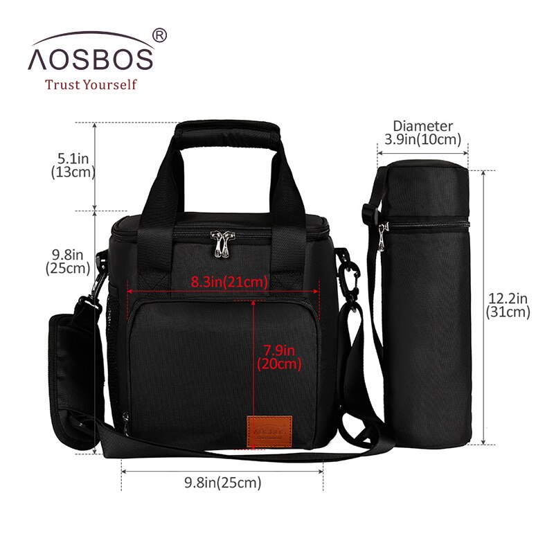 Aosbos Portable sac à bandoulière isotherme thermique sacs fourre-tout grands sacs de stockage de nourriture pour voyage adultes solide pique-nique sac à déjeuner