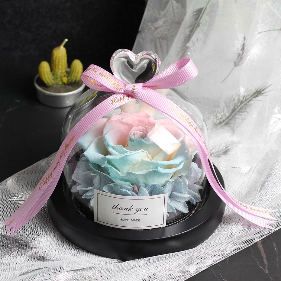 Belle en het beest redden valentijnsdag exclusieve glazen roos koepel licht tijdloos echte roos moederdag