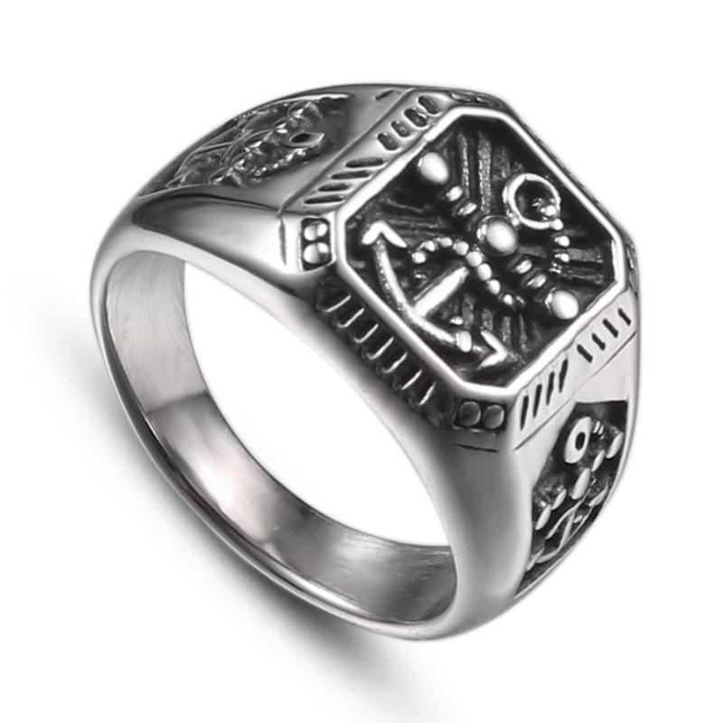 Anillo de plata con forma de ancla para hombre, joyería de ,