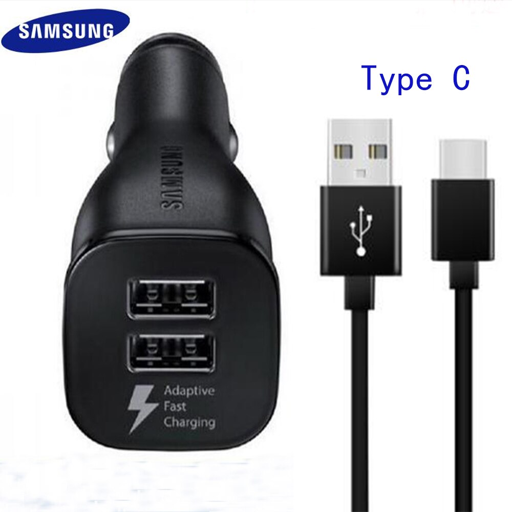 Samsung Autolader Adapter Dual Usb Snelle Auto Cigeratte Adapter USB-C Kabel Voor Galaxy S8 S9 S10 + Note 8 9 10 A30 A50 A70 A9S