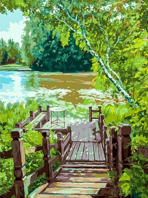 HUACAN Painting By Numbers Tree Scenery Drawing On Canvas HandPainted Picture By Number Bridge Landscape Kits Home Decor: SZHC5413