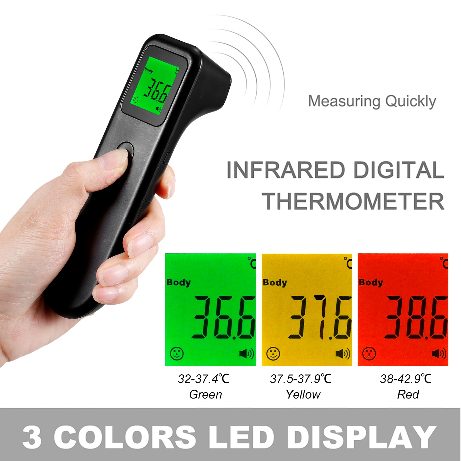 Digital Forehead Thermometer Non-contact Infrared Thermometer 1-second Accurate Reading Temperature Measuring for Kids Children