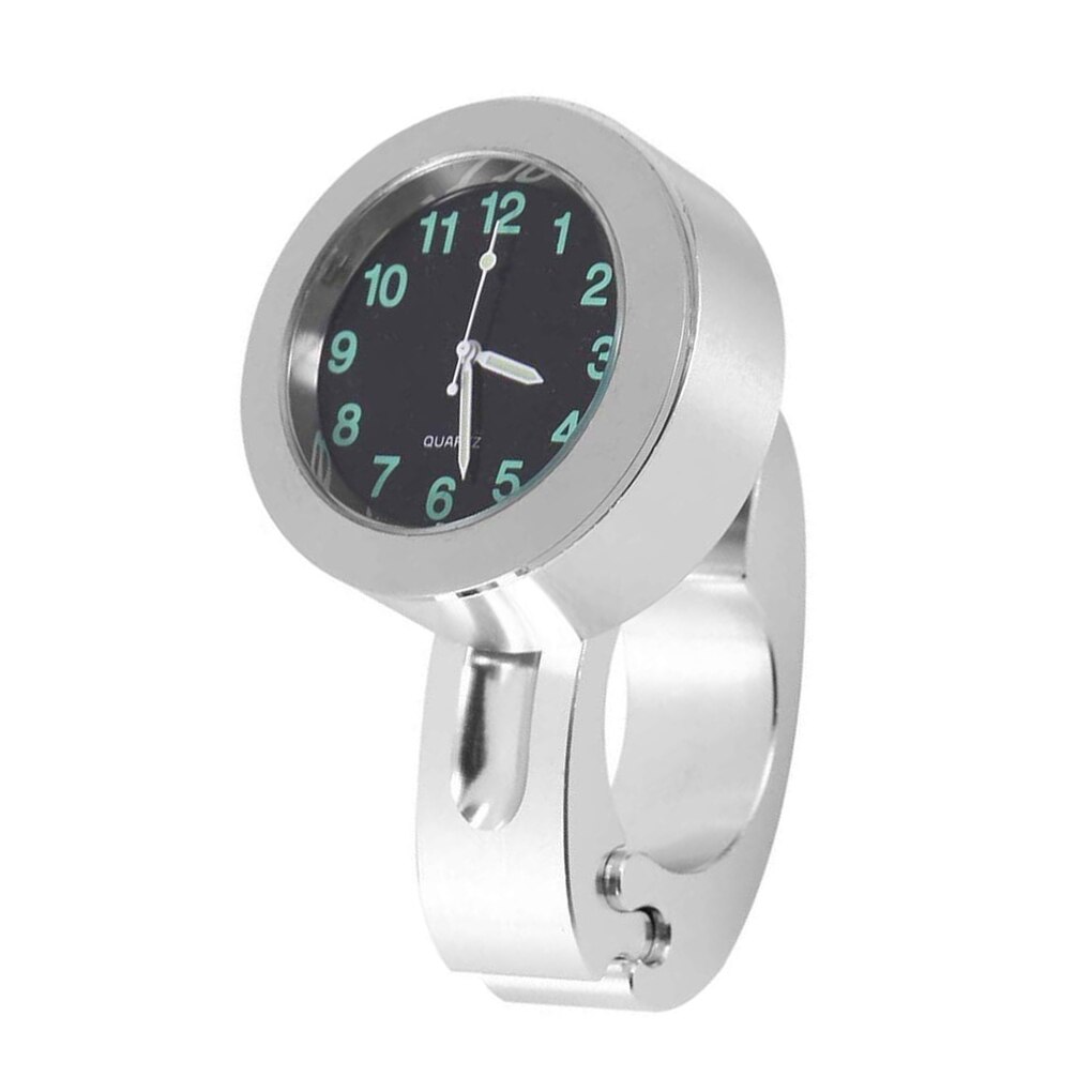 Universele Waterdichte Fietsstuur Mount Horloge Fietsstuur Glow Klok Alluminum Legering Wijzerplaat Voor Mountainbike: silver