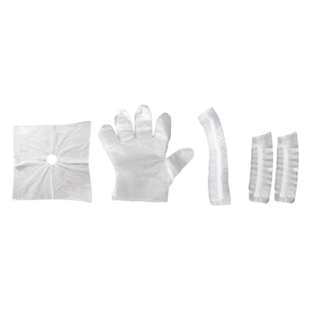 10PCS Unisex Four Sets Disposable Shower Cap Earmuffs Gloves Shawl Girth Tools Four-piece haircut Capes Hairdressing