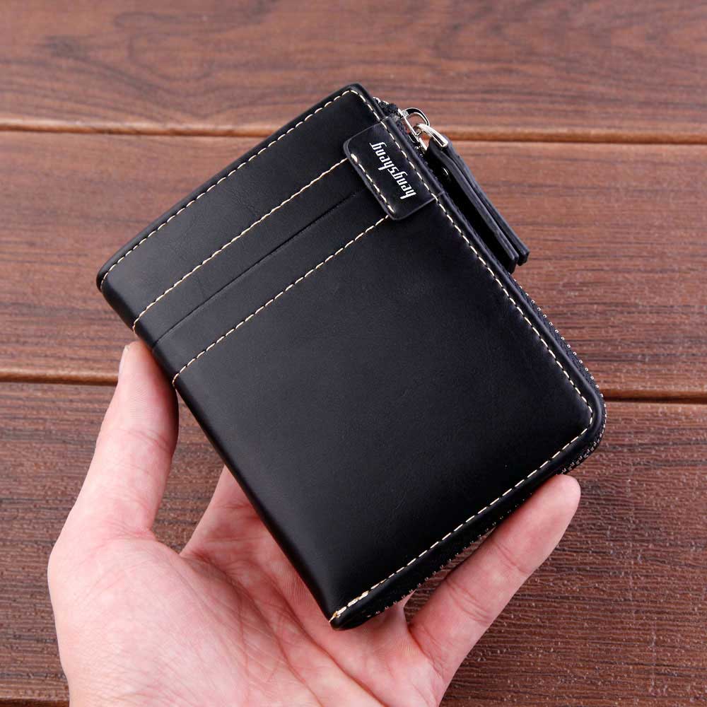 célèbre hommes portefeuille avec porte-monnaie fermeture éclair sac à main portefeuille porte-monnaie portefeuille carteira feminina: Black