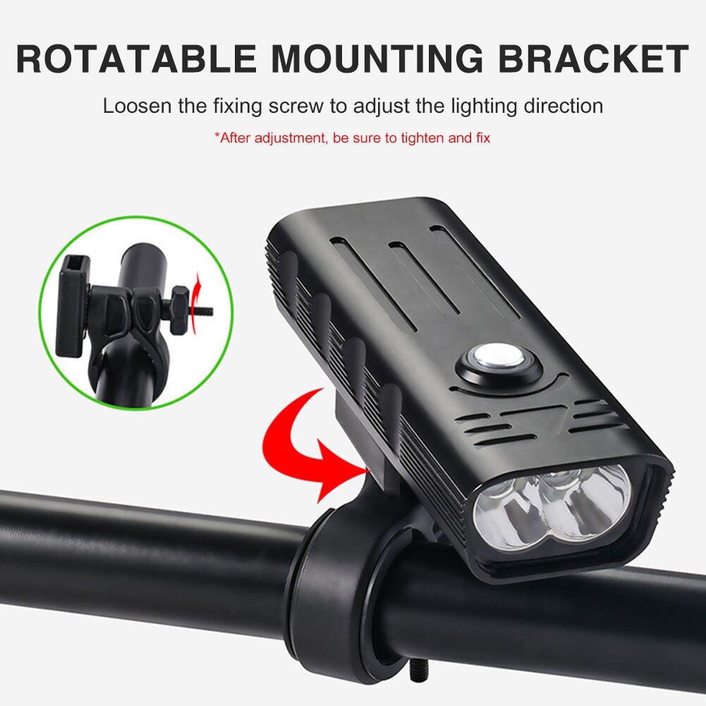 Luz LED superbrillante para bicicleta, faro delantero y trasero de 10000mAh, recargable vía USB, 3000 lúmenes, 5T6