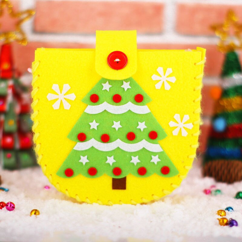 Kids DIY Christmas Handbag Non-Woven Cartoon Handmade Backpack Kindergarten Children Manual Bag Materials Kits: Christmas Tree