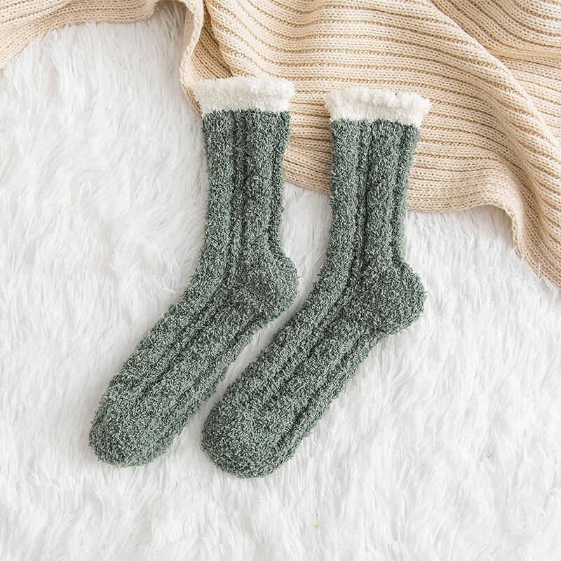 1 Pair of Coral Plush Socks Women's Plush and Thickened Sleeping Terry Socks Autumn and Winter Floor Thickened Warm Socks: 13