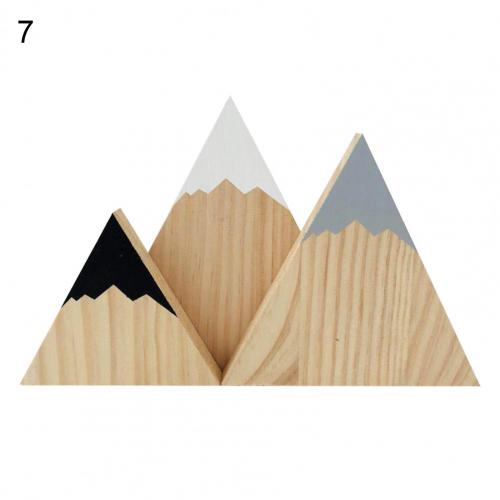 3Pcs/Set Wood Ornaments Snow Mountain Shape Photo Props Wood Hanging Wall Sign Kids Room Decor: 7