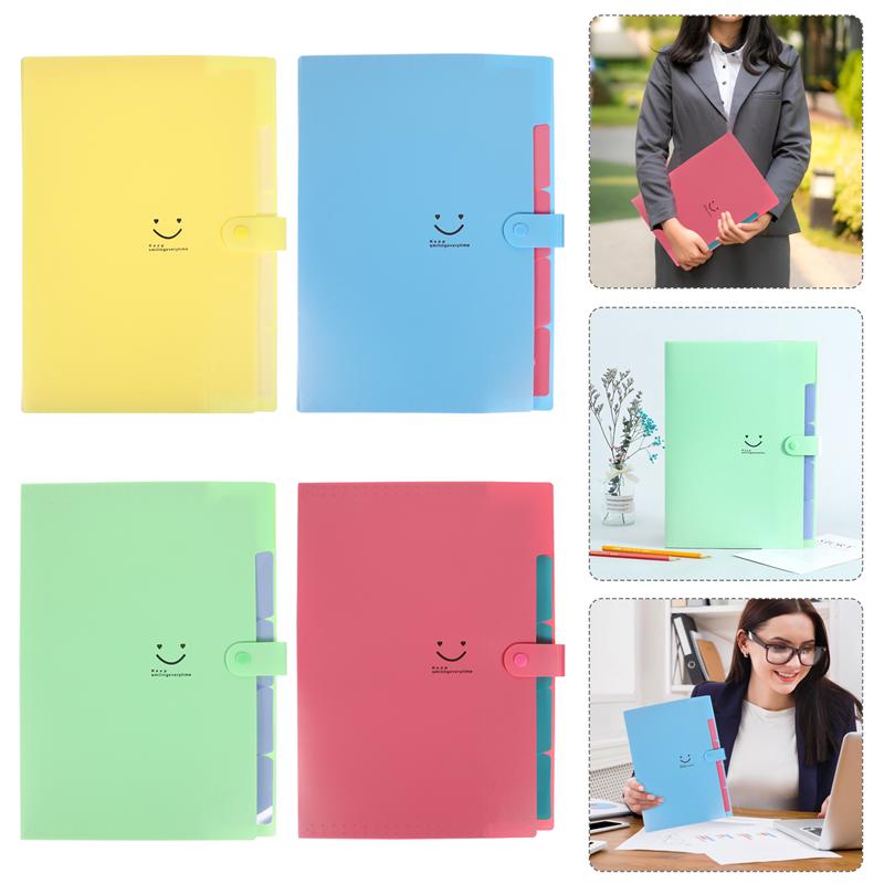 4pcs A4 Pocket Multi-layer Practical Accordion Folders File Organizers Expanding File Folders