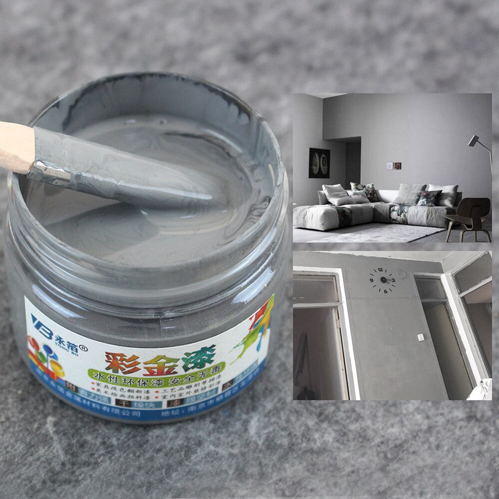 Dark Gray Water-based Paint Metallic Lacquer Furniture Color Change in Door Arts Crafts Painting100g Acrylic Paint Wood Varnish