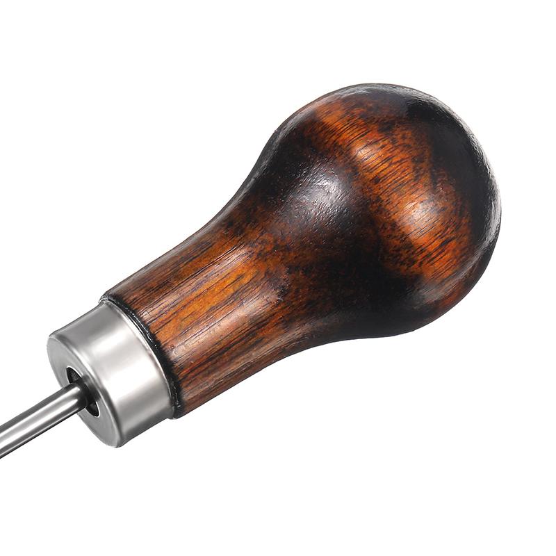 Wood Handle Awl Leather Punching Tools Leather Straight Awls Hole Puncher Drills for Leather Craft Awl Hand Stitching